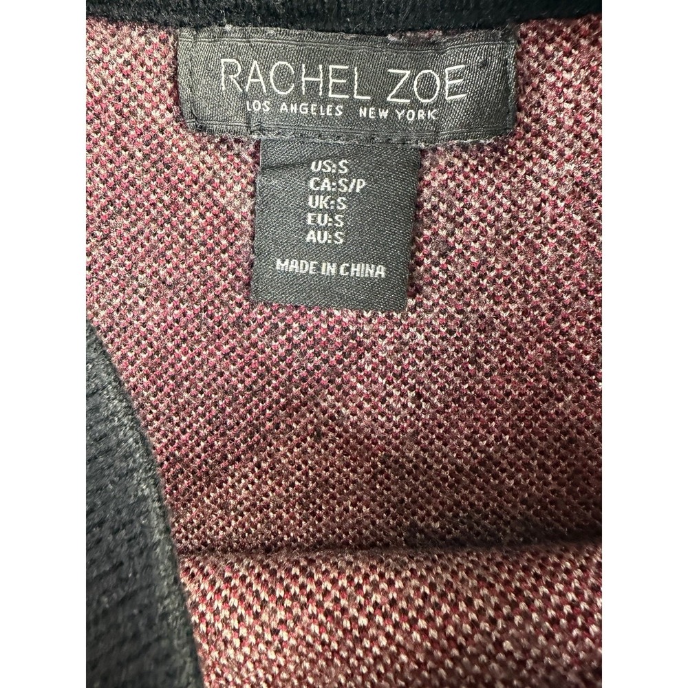 Rachel Zoe Women's  Argyle Plaid Crew Neck Tan Black & Red Sweater Small - Picture 3 of 5